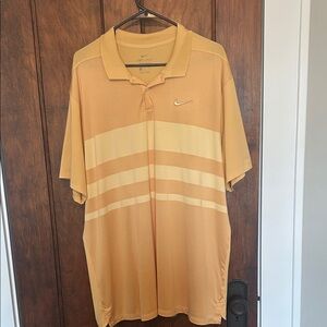 Nike Men's Yellow Striped Polo Shirt